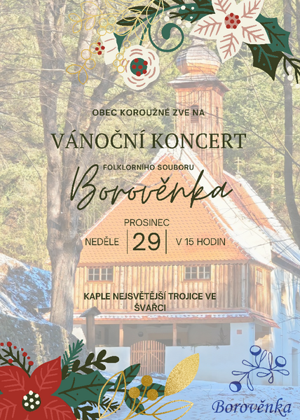 Koroužné  - plakát vánoční koncert Borověnka ve Švařci